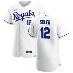 Men Kansas City Royals 12 Jorge Soler Men Nike White Home 2020 Flex Base Player MLB Jersey