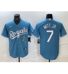 Men Kansas City Royals 7 Bobby Witt Jr  Light Blue 2024 Alternate Limited Stitched Baseball Jersey