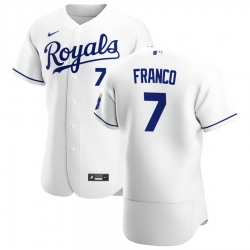 Men Kansas City Royals 7 Maikel Franco Men Nike White Home 2020 Flex Base Player MLB Jersey