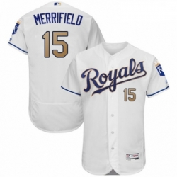 Mens Majestic Kansas City Royals 15 Whit Merrifield White Flexbase Authentic Collection MLB Jersey