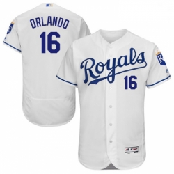 Mens Majestic Kansas City Royals 16 Paulo Orlando White Flexbase Authentic Collection MLB Jersey
