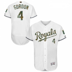 Mens Majestic Kansas City Royals 4 Alex Gordon Authentic White 2016 Memorial Day Fashion Flex Base MLB Jersey