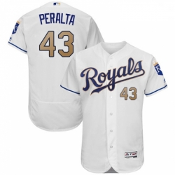 Mens Majestic Kansas City Royals 43 Wily Peralta White Flexbase Authentic Collection MLB Jersey