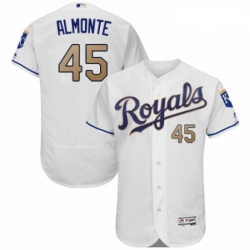 Mens Majestic Kansas City Royals 45 Abraham Almonte White Flexbase Authentic Collection MLB Jersey
