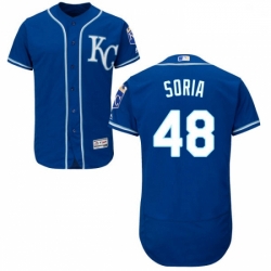 Mens Majestic Kansas City Royals 48 Joakim Soria Royal Blue Alternate Flex Base Collection 2018 World Series Jersey