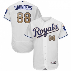 Mens Majestic Kansas City Royals 88 Michael Saunders White Flexbase Authentic Collection MLB Jersey