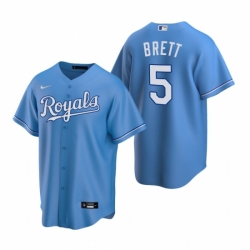 Mens Nike Kansas City Royals 5 George Brett Light Blue Alternate Stitched Baseball Jerse