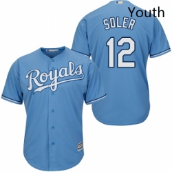 Youth Majestic Kansas City Royals 12 Jorge Soler Authentic Light Blue Alternate 1 Cool Base MLB Jersey