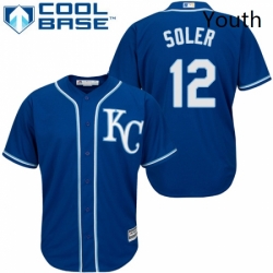 Youth Majestic Kansas City Royals 12 Jorge Soler Replica Blue Alternate 2 Cool Base MLB Jersey