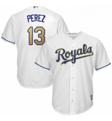 Youth Majestic Kansas City Royals 13 Salvador Perez Replica White Home Cool Base MLB Jersey