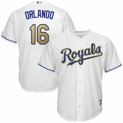 Youth Majestic Kansas City Royals 16 Paulo Orlando Authentic White Home Cool Base MLB Jersey