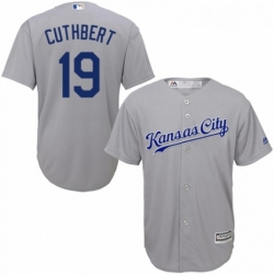 Youth Majestic Kansas City Royals 19 Cheslor Cuthbert Authentic Grey Road Cool Base MLB Jersey 