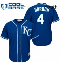 Youth Majestic Kansas City Royals 4 Alex Gordon Authentic Blue Cool Base MLB Jersey