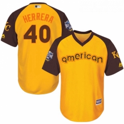 Youth Majestic Kansas City Royals 40 Kelvin Herrera Authentic Yellow 2016 All Star American League BP Cool Base MLB Jersey