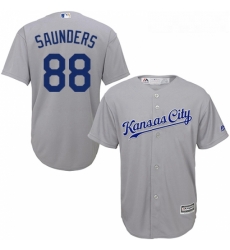 Youth Majestic Kansas City Royals 88 Michael Saunders Authentic Grey Road Cool Base MLB Jersey 