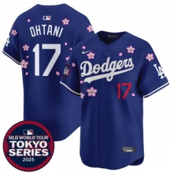 Men Los Angeles Dodgers 17  Shohei Ohtani Royal 2025 Tokyo Series Limited Stitched Baseball Jersey
