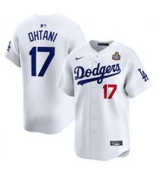 Men Los Angeles Dodgers 17 Shohei Ohtani White 2024 World Series Home Limited Stitched Baseball Jersey