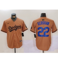 Men Los Angeles Dodgers 22 22 Clayton Kershaw Brown Cool Base Stitched Baseball Jersey 7