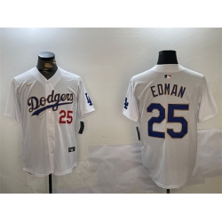 Men Los Angeles Dodgers 25 Tommy Edman White Gold Home Limited Stitched Baseball Jersey