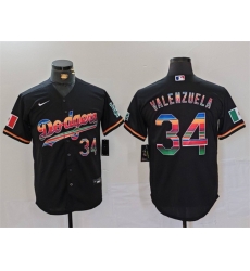 Men Los Angeles Dodgers 34 Fernando Valenzuela Black Mexico Cool Base Stitched Baseball Jersey