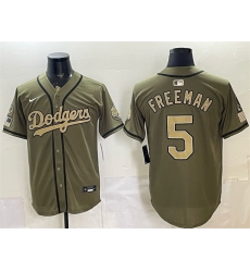 Men Los Angeles Dodgers  5 Freddie Freeman Olive 2026 Armed Forces Day Stitched Baseball Jersey
