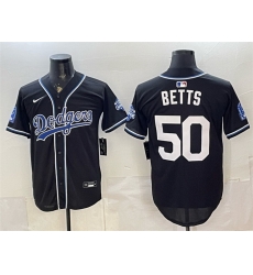 Men Los Angeles Dodgers  50 Mookie Betts B2B Champs 2026 Black Out Style Vapor Limited Stitched Baseball Jersey