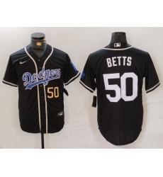 Men Los Angeles Dodgers 50 Mookie Betts Black Fashion Cool Base Stitched Baseball Jersey 1