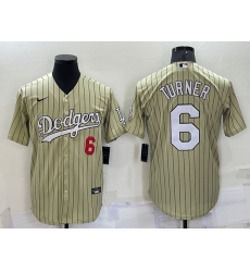 Men Los Angeles Dodgers 6 Trea Turner Cream Cool Base Stitched Jersey