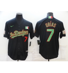 Men Los Angeles Dodgers 7 Julio Urias Black With Los Angeles Green Mexico 2020 World Series Stitched MLB Jersey