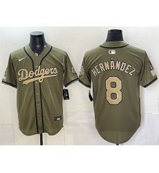Men Los Angeles Dodgers  8 Enrique Hernandez Olive 2026 Armed Forces Day Stitched Baseball Jersey