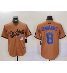 Men Los Angeles Dodgers 8 Kik E9 Hernandez Brown Cool Base Stitched Baseball Jersey 5