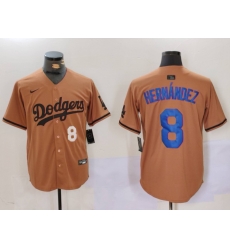 Men Los Angeles Dodgers 8 Kik E9 Hernandez Brown Cool Base Stitched Baseball Jersey