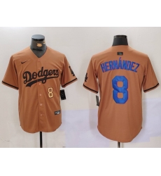 Men Los Angeles Dodgers 8 Kike Hernandez Brown Cool Base Stitched Baseball Jersey 2