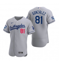 Men Los Angeles Dodgers 81 Victor Gonzalez Gray 2020 World Series Champions Flexbase Jersey