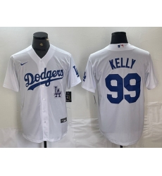 Men Los Angeles Dodgers 99 Joe Kelly White Cool Base Stitched Baseball Jersey 6