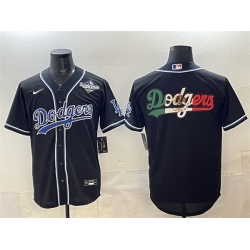 Men Los Angeles Dodgers Team Big Logo Black Fashion 2025 World Series Cool Base Stitched Baseball Jersey 001