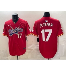 Men Los Angeles Dodgers x One Piece  17 Shohei Ohtani Red Vapor Premier Limited Stitched Baseball Jersey