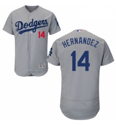 Mens Majestic Los Angeles Dodgers 14 Enrique Hernandez Gray Alternate Road Flexbase Authentic Collection MLB Jersey