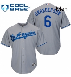 Mens Majestic Los Angeles Dodgers 6 Curtis Granderson Replica Grey Road Cool Base MLB Jersey 