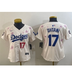 Women Los Angeles Dodgers 17  Shohei Ohtani Cream 2025 Tokyo Series Limited Stitched Baseball Jersey