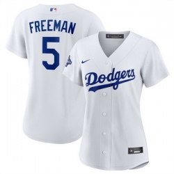Women Los Angeles Dodgers 5 Freddie Freeman White 2025 World Series Champions Home Cool Base Stitched Baseball Jersey  1