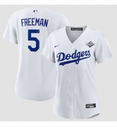 Women Los Angeles Dodgers 5 Freddie Freeman White 2025 World Series Home Cool Base Stitched Baseball Jersey  Women Los Angeles Dodgers 5 Freddie Freeman White 2025 World Series Home Cool Base Stitched Baseball Jersey