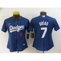 Women Los Angeles Dodgers 7 Julio Urias Blue Stitched Baseball Jersey