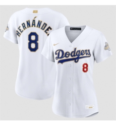 Women Los Angeles Dodgers 8 Enrique Hern%%%%C3%%%%A1ndez White 2026 Gold Collection Stadium Stitched Baseball Jersey Women Los Angeles Dodgers 8 Enrique Hern%%%%C3%%%%A1ndez White 2026 Gold Collection Stadium Stitched Baseball Jersey