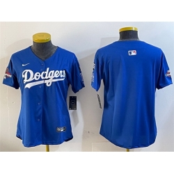 Women Los Angeles Dodgers Blank Royal 2024 World Series Champions With Fernando Memorial Patch Alternate Limited Stitched Baseball Jersey 28Run Small 29