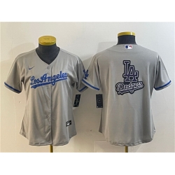 Women Los Angeles Dodgers Grey Team Big Logo Stitched Jersey s
