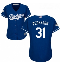 Womens Majestic Los Angeles Dodgers 31 Joc Pederson Authentic Royal Blue Alternate 2017 World Series Bound Cool Base MLB Jersey