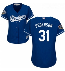 Womens Majestic Los Angeles Dodgers 31 Joc Pederson Authentic Royal Blue Alternate Cool Base 2018 World Series MLB Jersey