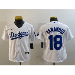 Youth Los Angeles Dodgers 18 Yoshinobu Yamamoto White Stitched Baseball Jersey