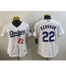 Youth Los Angeles Dodgers 22 Clayton Kershaw White 2026 Gold Collection Stadium Stitched Baseball Jersey Youth Los Angeles Dodgers 22 Clayton Kershaw White 2026 Gold Collection Stadium Stitched Baseball Jersey
